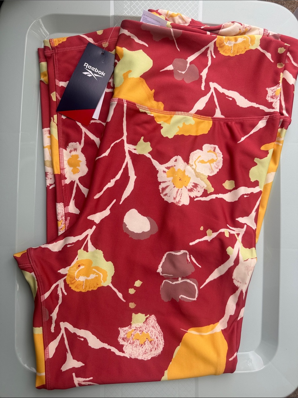 Reebok Red Floral Print Performance Leggings